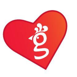 We heart Huey Emoji - A heart with the Huey Magoo little G logo tilting left to right
