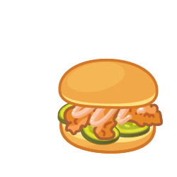 The Magoo's Sandwich is a Big Dill Emoji - A Chicken tender sandwich with dill pickles with the Huey Magoo's little G logo appearing and disappearing