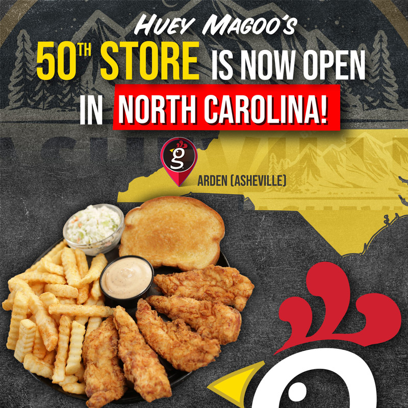 Huey Magoo's Banner For Arden, NC "50th Store is now open in North Carolina"